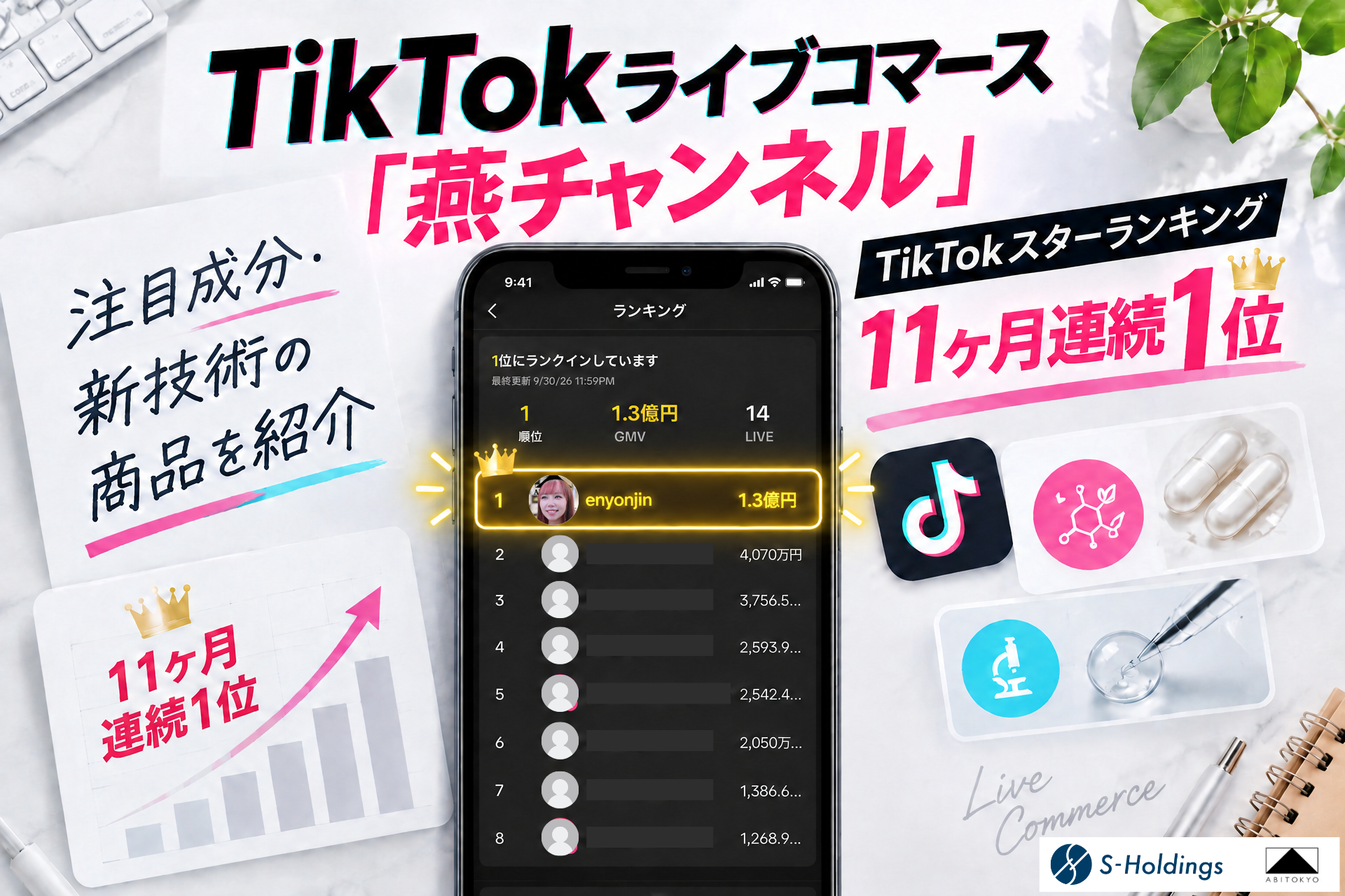 【11ヶ月連続1位】TikTokライブコマース「燕チャンネル」、9月度TikTokスターランキングで1位を獲得